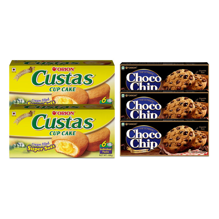 Orion Assorted combo - Custas cupcake 6px2 & Choco chip cookie 6px3|Korean snack
