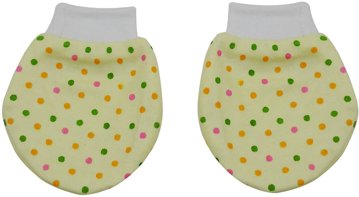 LIFE BEGIN ; A UNIT OF SATYAMANI Baby Mitten Set Dots Rib Soothing Colours (Pack of 3 Set)