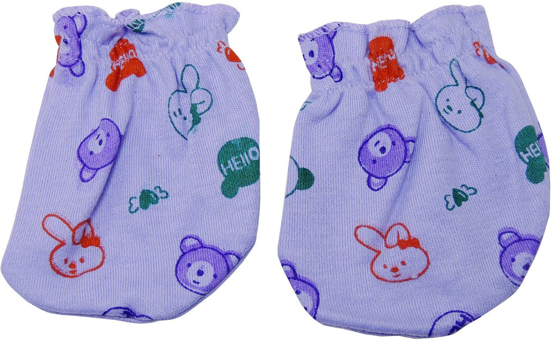 LIFE BEGIN ; A UNIT OF SATYAMANI Baby Mitten Printed Elastic Soothing Colours (Pack of 3 Set)