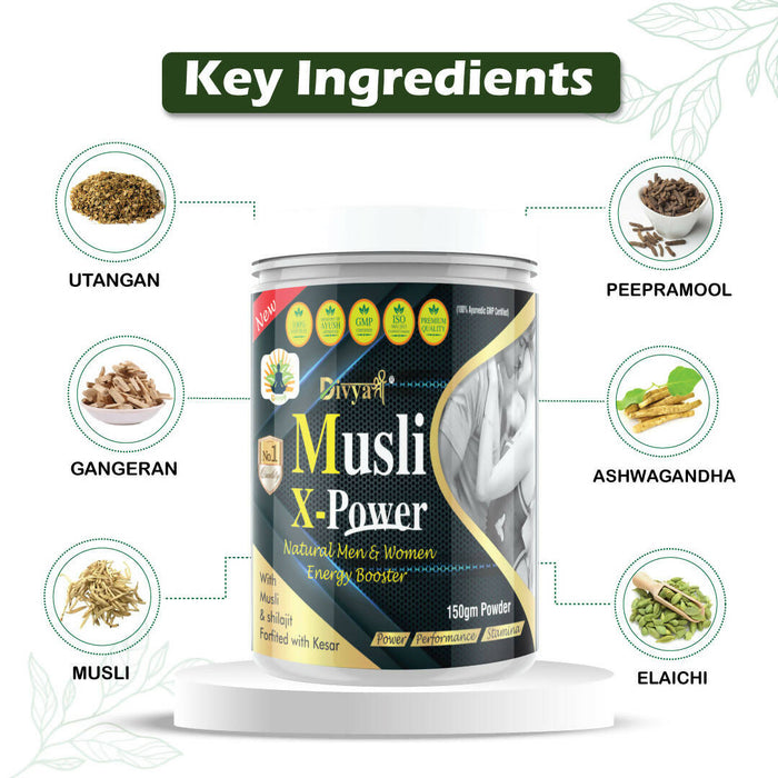 Divya Shree Musli X-Power Powder | Sexual Weakness Powder | Powder for Male Performance - 150gm, Jeevan Care Ayurveda