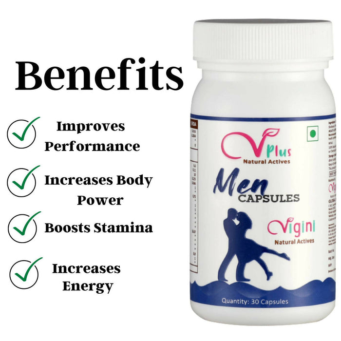 Vigini Plus 100% Natural Actives Ling Booster Penis Enlargement Performance Power Energy Sexual Stamina Capsules Effective Libido Testosterone Sperm Increase Supplements Vigour Vitality For Men Wellness 30 Capsule