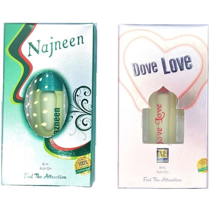 Raviour Lifestyle Najneen Attar and Love Floral Roll on Attar Each 8ml Combo Pack Floral Attar (Natural)