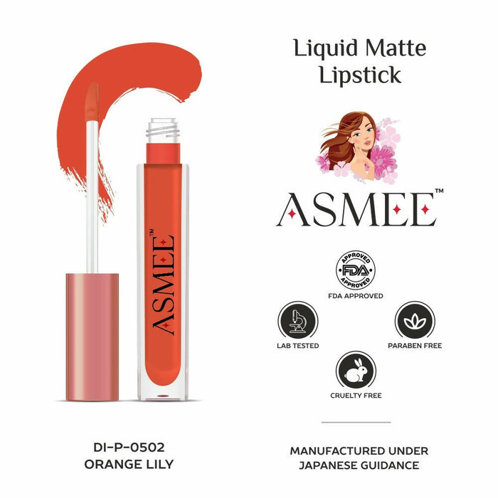 Asmee Liquid Matte lipstick-Orange Lily