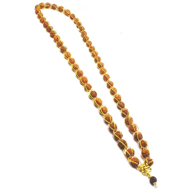 Raviour Lifestyle Mahadev Bholenath Trishul Pendant With Rudraksha Wired Mala For Good Health And Lord Shiv Blessing Brass Chain