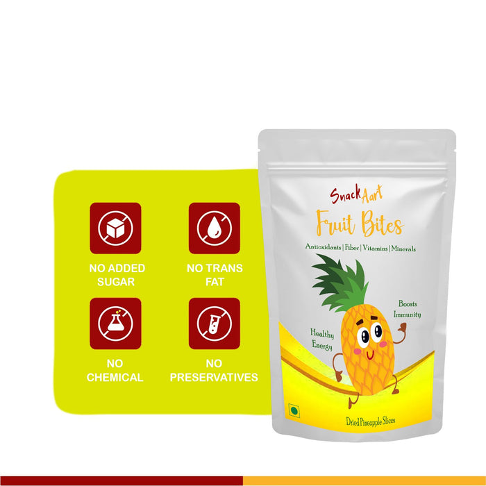 Snack Aart Fruit Bites- Pineapple | Dried Fruits For Fruit Nutrition on the go| High Fiber, Healthy Energy, Vitamin C| Pack of 2 X100g - Local Option