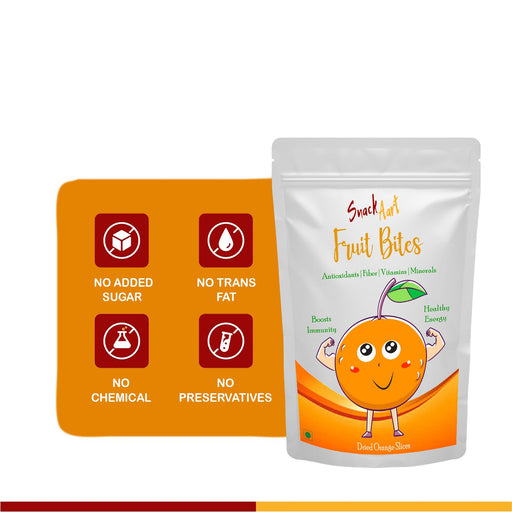 Snack Aart Fruit Bites- Orange | Dried Fruits For Fruit Nutrition on the go| High Fiber, Healthy Energy, Vitamin C| Pack of 2 X100g - Local Option
