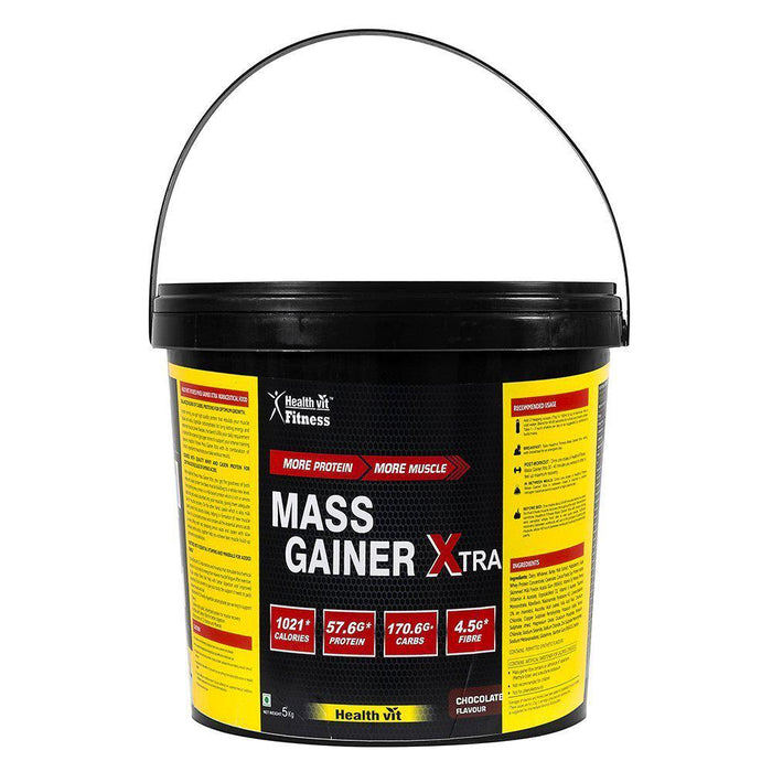 Healthvit Fitness Mass Gainer Xtra with Vitamins and Minerals Chocolate Flavour 5kg / 11.02 lbs - Local Option