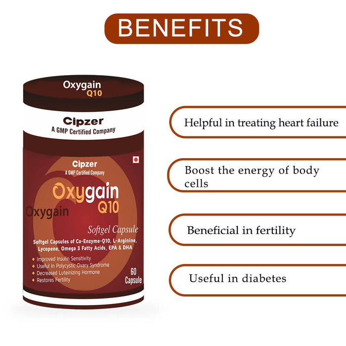 CIPZER Oxygain Q10 Capsule | Benefits For Heart Disease And Diabetes 60 Capsule