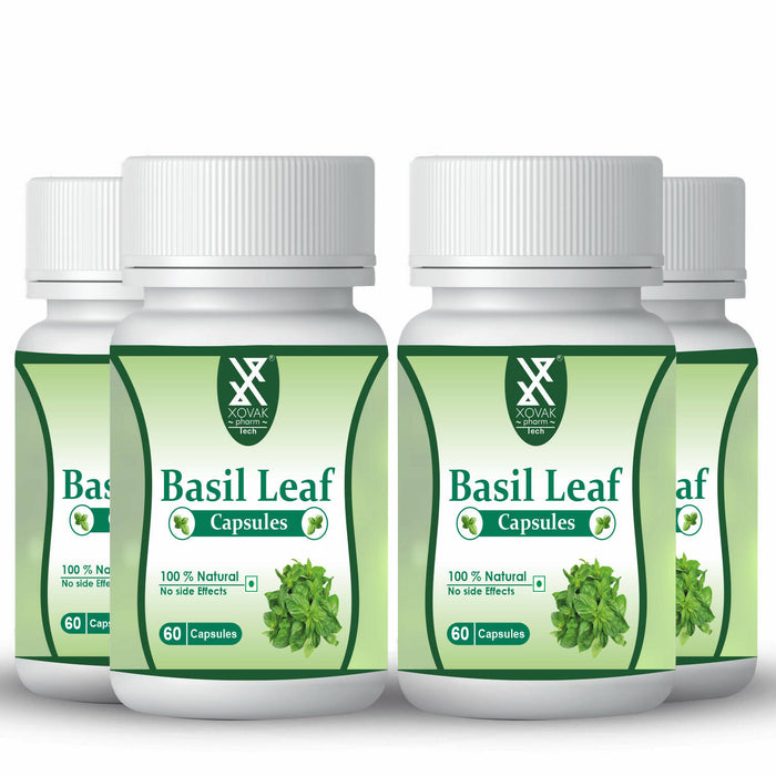 Basil Leaf (Tulsi) Capsules | Stress Reliever, Purifies Blood, Healthy Skin and Hair, Immunity Boosting | Xovak Pharmtech