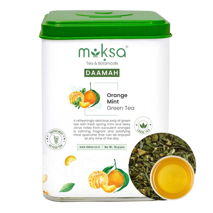 Moksa Green Tea Orange Mint Loose Leaf Tea 50g with Free Samplers