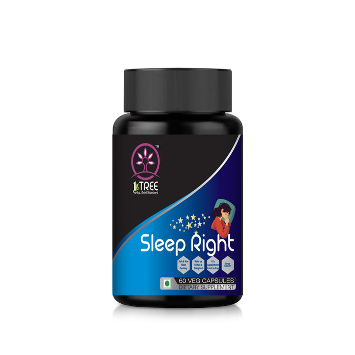 1 Tree Sleep Right Capsules – Sleeping Capsules– Stress & Insommnia Free Capsules 60 Caps