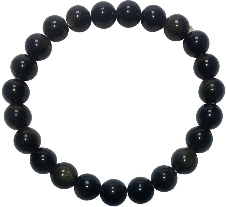 Satyamani Natural Energized Golden Black Crystal Obsidian Unisex Beads Bracelet
