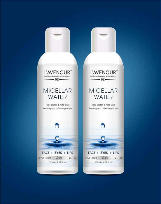 L'avenour Micellar Water for Deep Cleansing For Face, Eyes & Lips |Natural Makeup Remover - 125ml (Pack of 2)