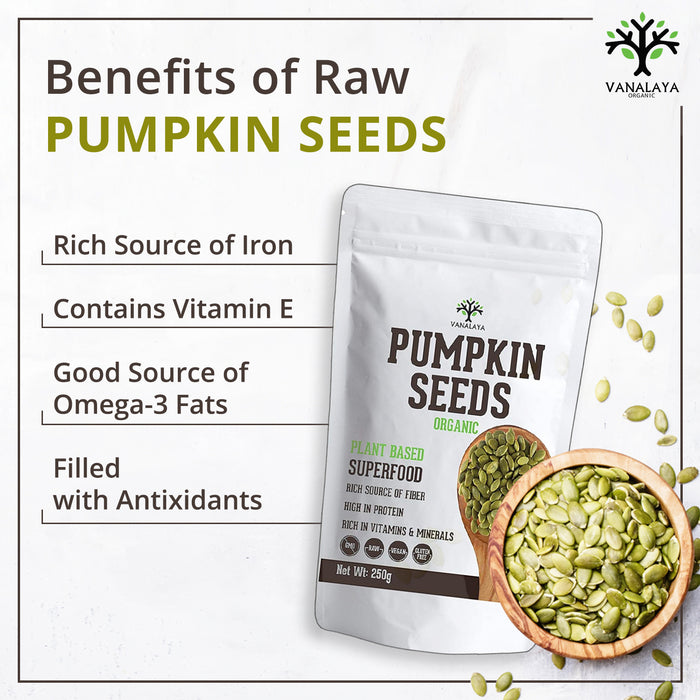 Vanalaya Organic Pumpkin Seeds Rich in Protein and Fiber Rich Superfood | Gluten Free | Vegan | Diet Snacks-500gm