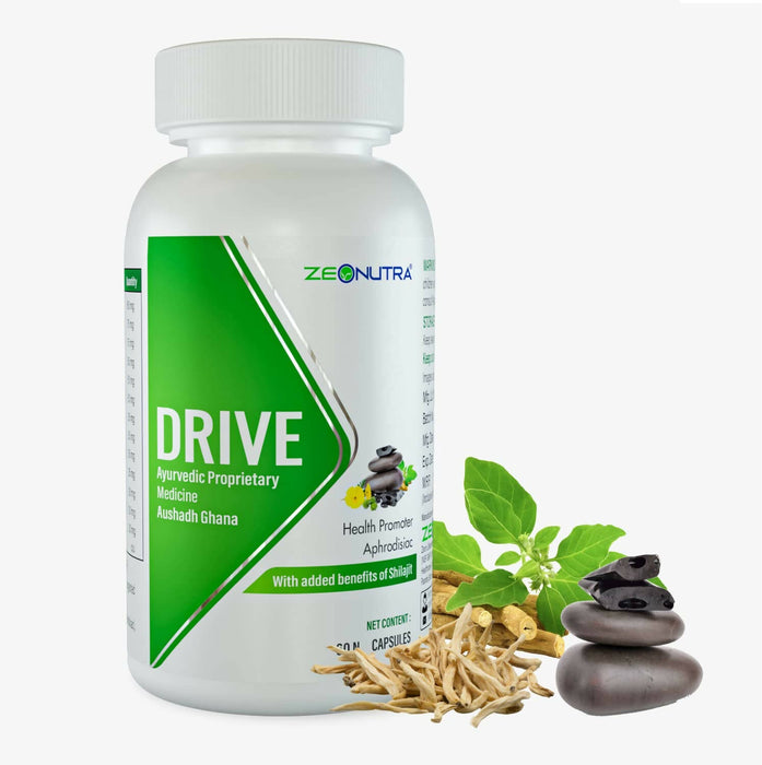 Zeonutra Sex Drive Capsule - Natural & Ayurvedic Libido, Testosterone, Energy, Strength and Stamina Booster for Men, with Safed Musli, Ashwagandha & Shilajit - 60 Vigor & Vitality Booster Sex Health Supplement Capsules