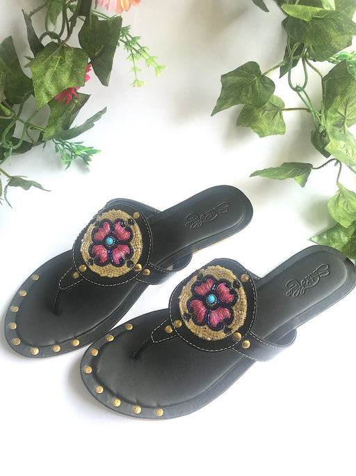 Gold Rivet Black Flats by Sole House - Local Option