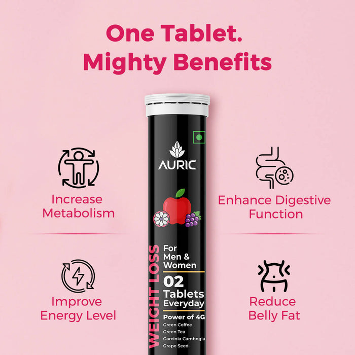 Auric Get Slim Effervescent | Weight Management | Fat Burner | 60 Tablets