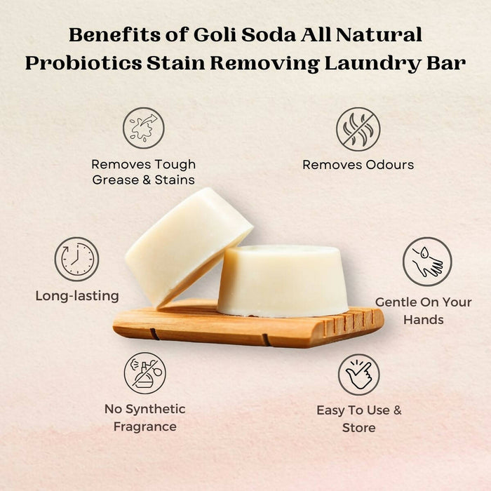 Goli Soda All Natural Probiotics Stain Removing Laundry Bar (Pack Of 1)