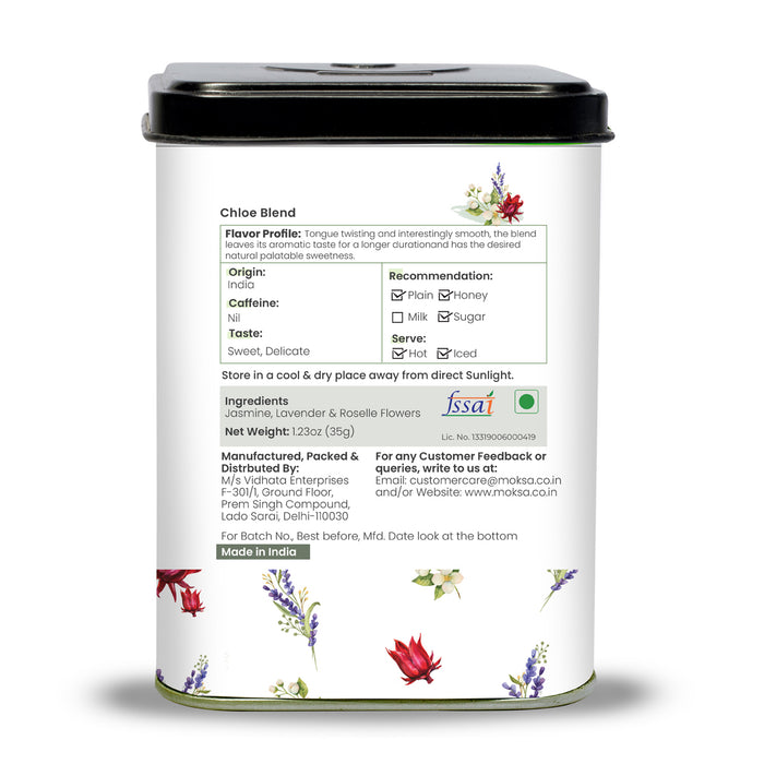 Moksa Chloe - Jasmine, Roselle & Lavender Blend Organic Herbal Tea with Free Samplers