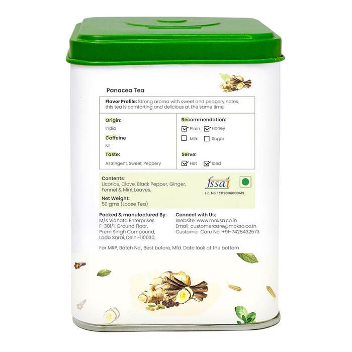 Moksa Green Tea - Panacea Green Tea Kadha Tea Rich in Antioxidants Loose Tea Leaves 50g with Free Samplers