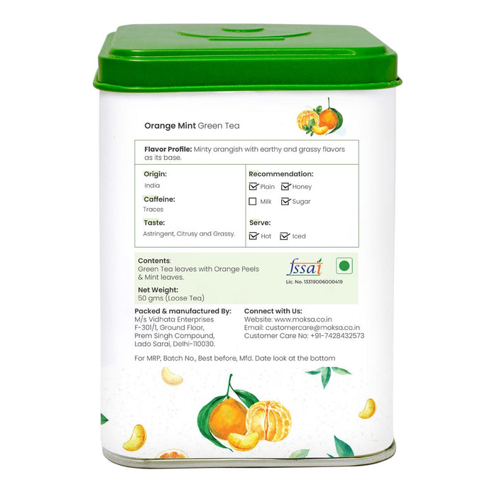 Moksa Green Tea Orange Mint Loose Leaf Tea 50g with Free Samplers