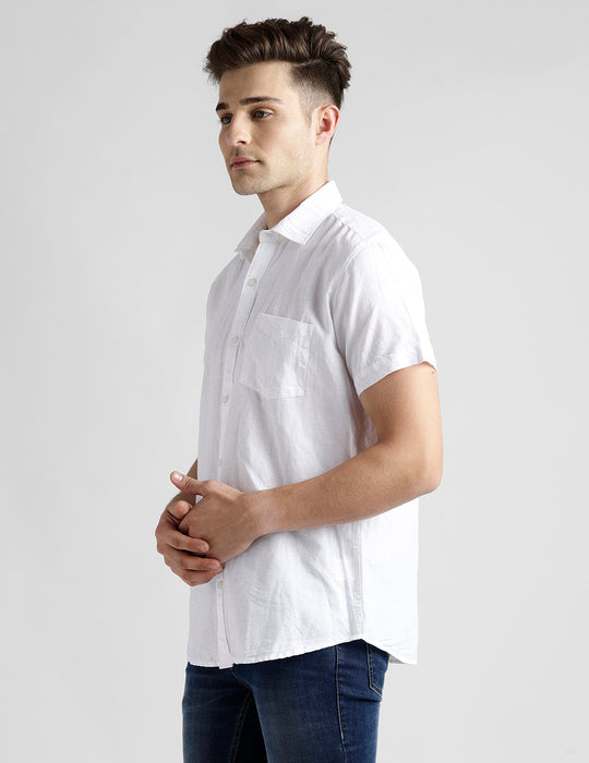 Men Half Sleeves White Linen Shirt Shirts 869.00