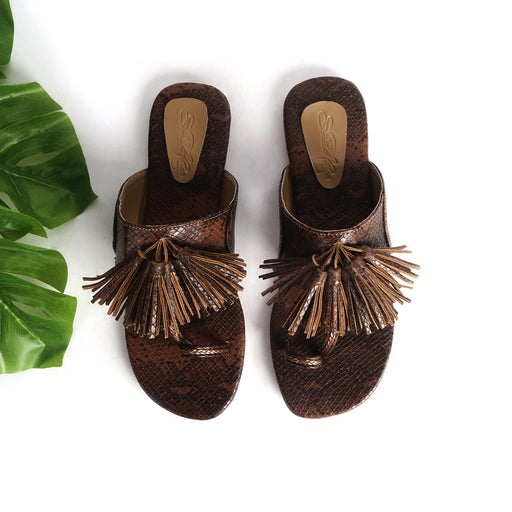 Brown Snake Print Flats by Sole House - Local Option
