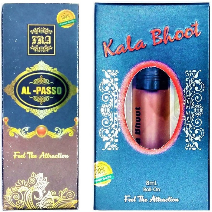 Raviour Lifestyle Kala Bhoot Attar and Al Passo Floral Roll on Attar Each 8ml Combo Pack Floral Attar (Natural)