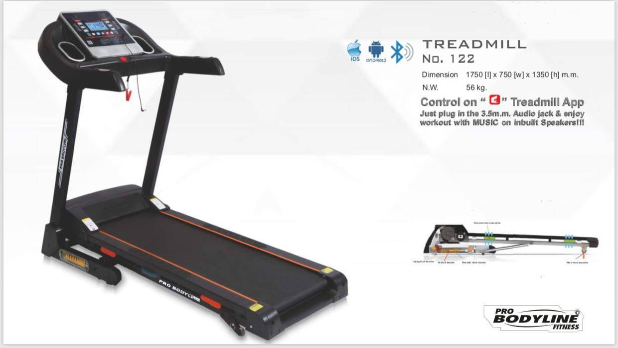 With Hydraulic Suspension & 4.0 HP(Peak) Pro Bodyline Heavy Duty Home Use Fitness Motorised Treadmill