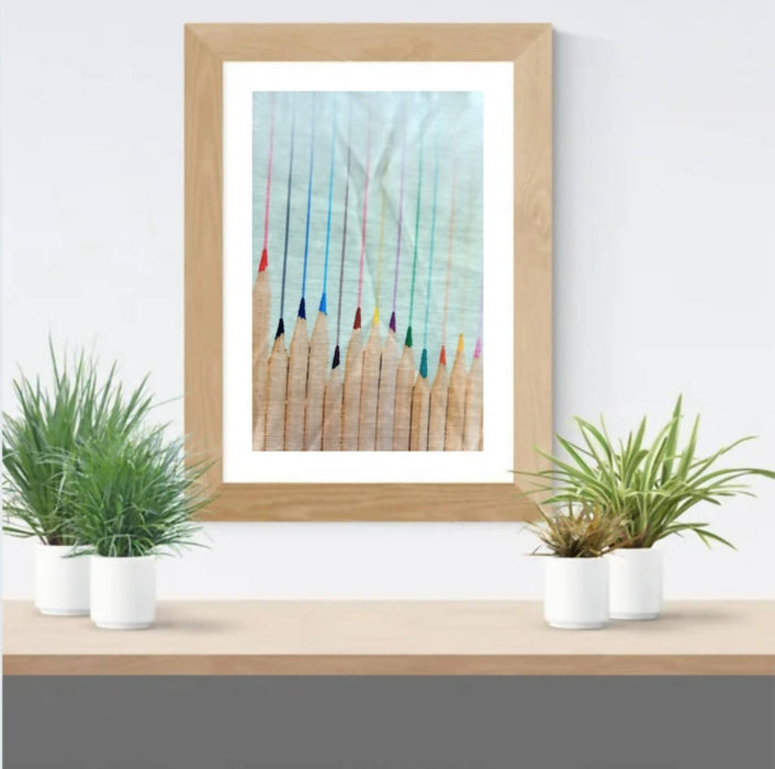 Colorful Pencil Printed Fabric Wall Frame
