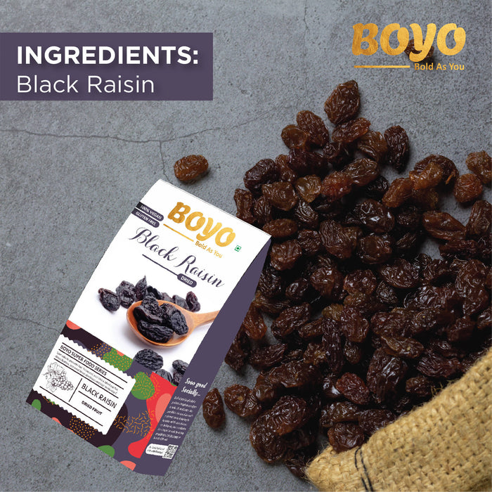 BOYO Premium Black Raisins - 500g Afghani Kishmish, Premium Dried Fruit
