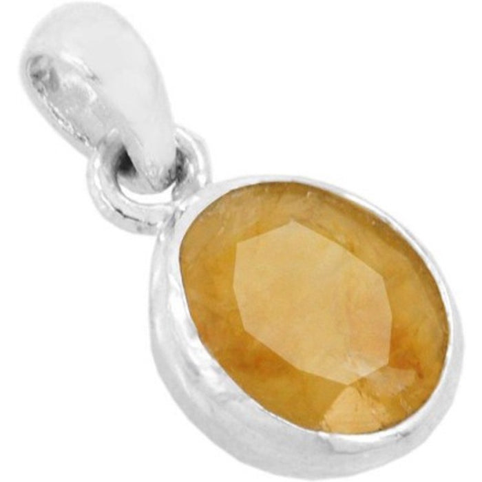 Nirvana Gems 7.25 Ratti Yellow Sapphire in Silver Gold-plated Sapphire Alloy, Stone Pendant