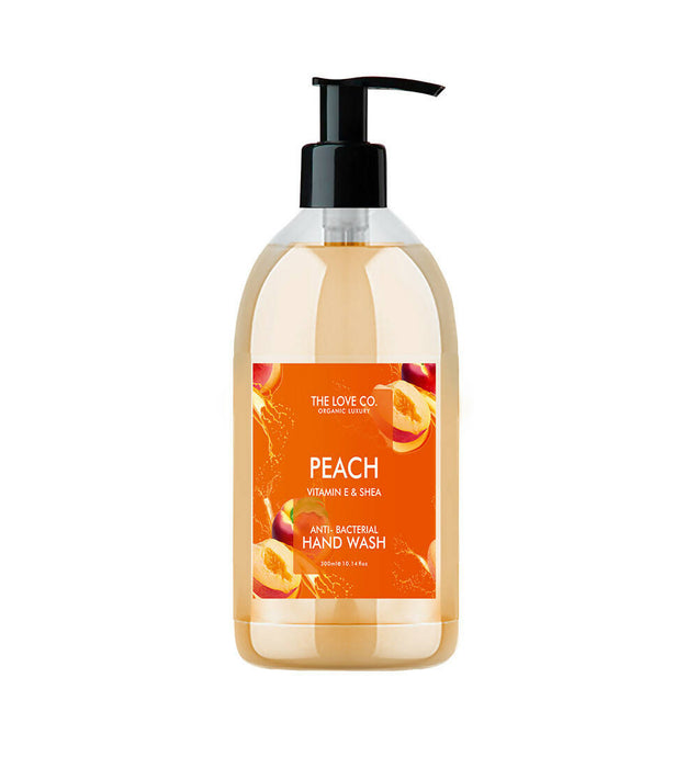 THE LOVE CO. Liquid Natural Hand wash - Peach Hand Soap For Moisturized Hand - 300Ml - Gentle Cleanser for Soft Hands - Liquid Hand Soap Suitable for Sensitive Skin
