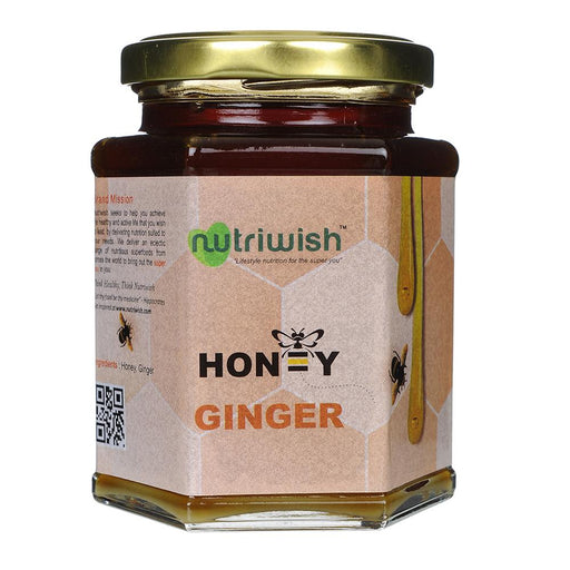 NUTRIWISH 100 % Pure Organic Honey - Infused With Ginger 350 gm - Local Option
