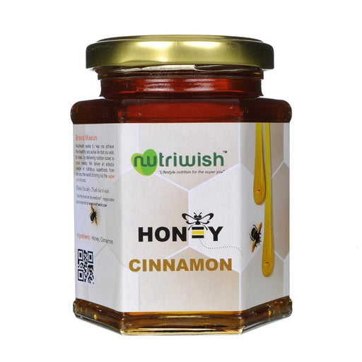 NUTRIWISH 100 % Pure Organic Honey - Infused With Cinnamon 350 gm - Local Option
