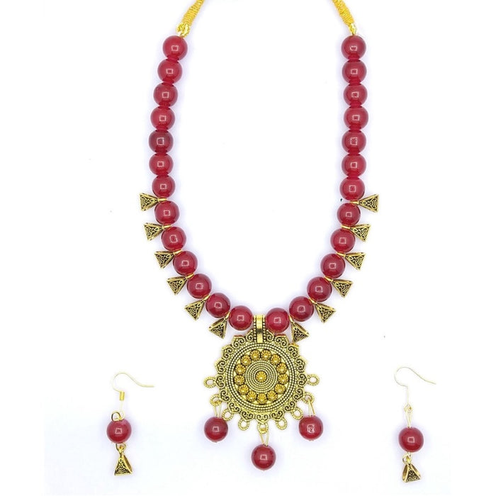 Raviour Lifestyle Brass Jewel Set (Red)