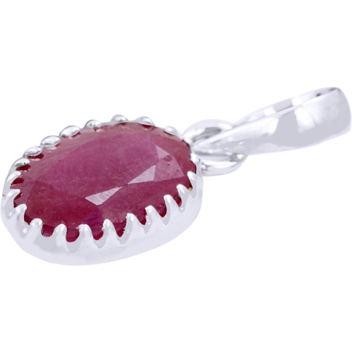 Nirvana Gems 4.05 Cts Certified Silver Ruby Stone Pendant