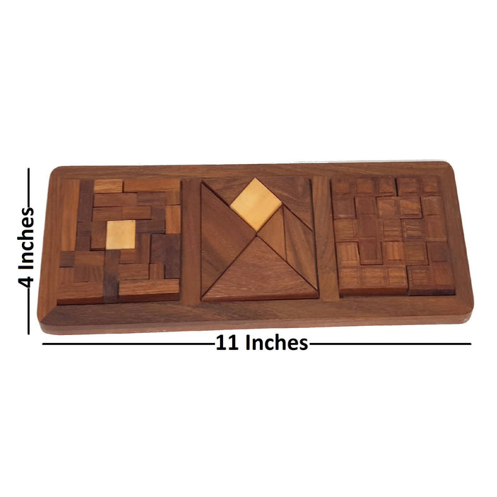 Desi Karigar® 3 in 1 Wooden Blocks Jigsaw Plate Puzzles for Kids Gifts for Boys and Girls