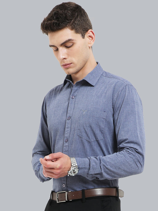 Pigeon Blue Semi Casual Solid Shirt