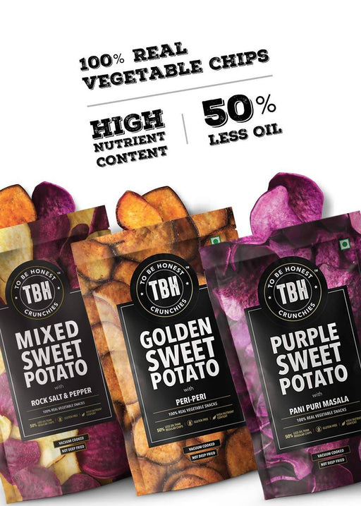 TBH â€“ To Be Honest Vegetable Vacuum Cooked Chips  | Pack of 3 | 90 gms Each | Gluten Free Snac - Local Option