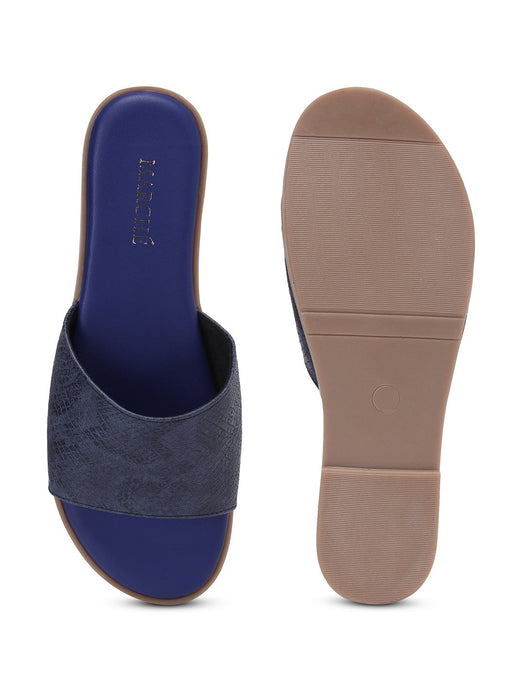 Blue Textured Sliders by Marche Shoes - Local Option