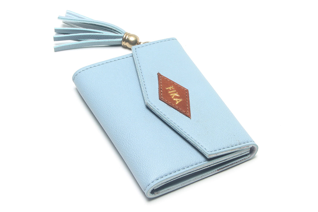 FIKA- Card Holder Wallet for Women, Stylish Purse for Women, Small Money Purse For Girls, Faux Leather Wallet, Wallet For Women (Sky Blue)