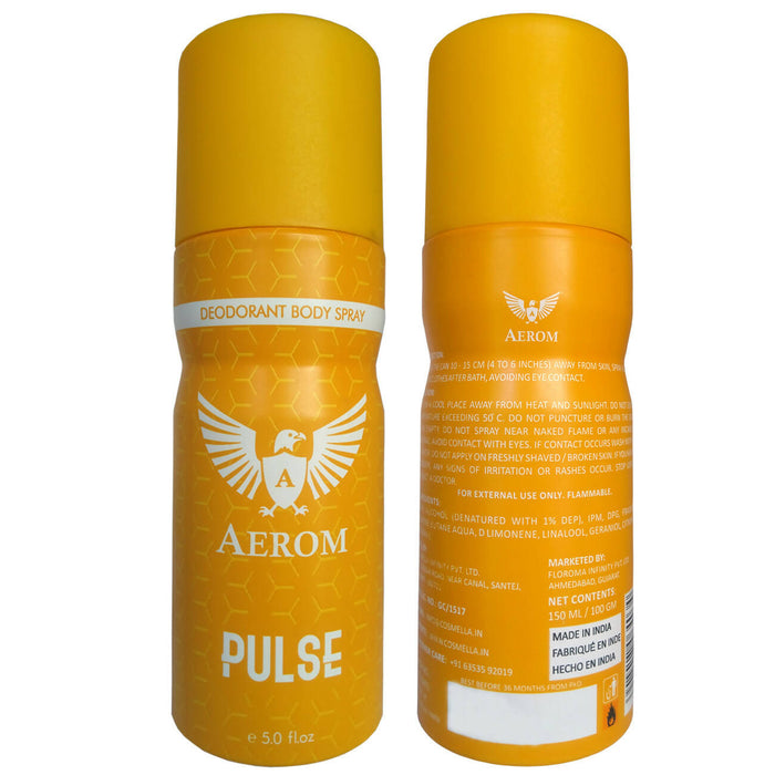Aerom Pulse and Pulse Deodorant Body Spray For Men, 300 ml (Pack of 2)