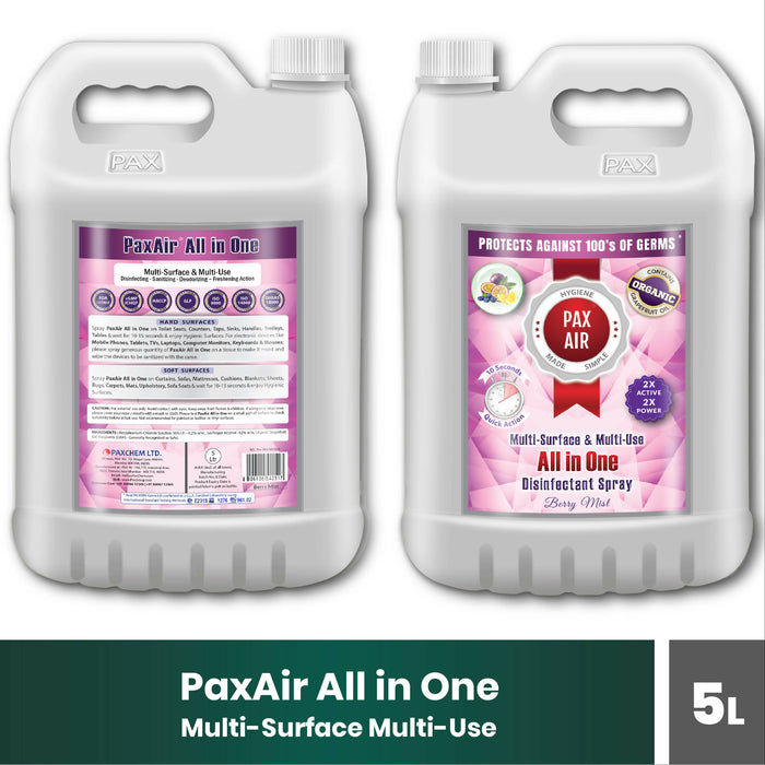 PaxAir 3-in-1 Hand Sanitizer Surface Disinfectant Air Freshener Spray (Berry Mist), 5L