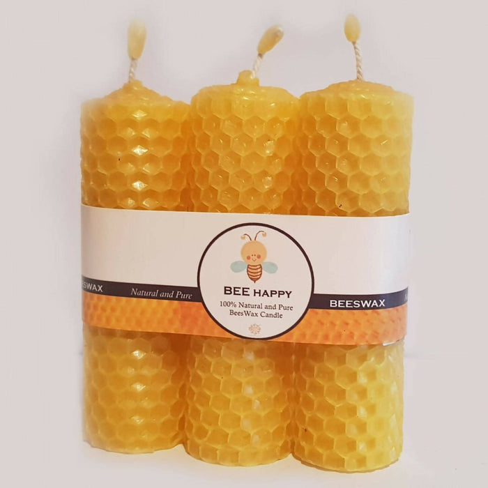 BEE Happy | Pure Beeswax Hand-Rolled Candle (pack of 3)
