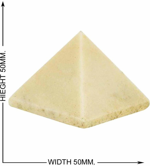 SATYAMANI Natural Ivory Agate Pyramid 50 mm. for Vastu Correction, Creativity, Crystal Healing, Reiki Healing, Meditation & Chakra Balancing for Unisex, Color- Yellow (Pack of 1 Pc.)