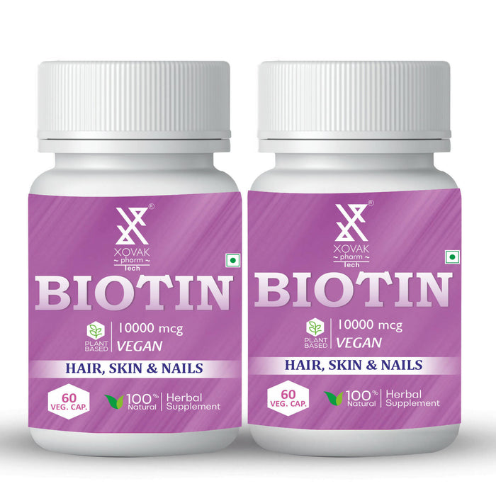 Biotin Capsule | skin brightening, Hair Growth, Reduces hair fall, Stronger Nails, Immune health | Xovak Pharmtech
