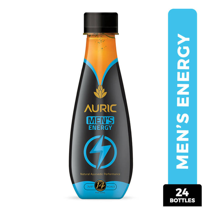 Auric Men's Energy Drink in Coconut Water for Stamina, Endurance & Performance | Natural Ayurvedic Herbs | No Caffeine (Pomegranate Flavor) in Pack of 24 Bottles