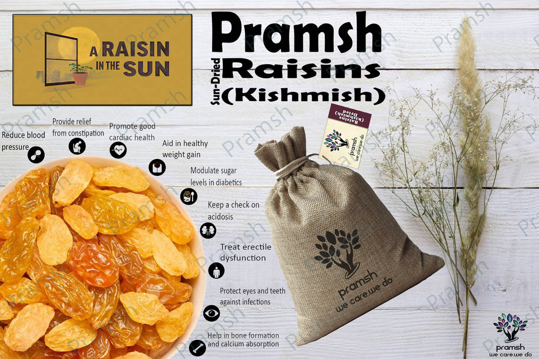 Pramsh Luxurious Quality Raisins (Kishmish) Jumbo Size | No Artifical Colors | Chemical Free | Sulphur Free Raisins - Local Option