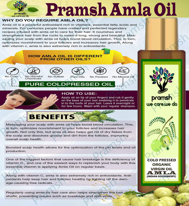 Pramsh Cold Pressed Virgin Amla Hair Oil 100ml - Local Option
